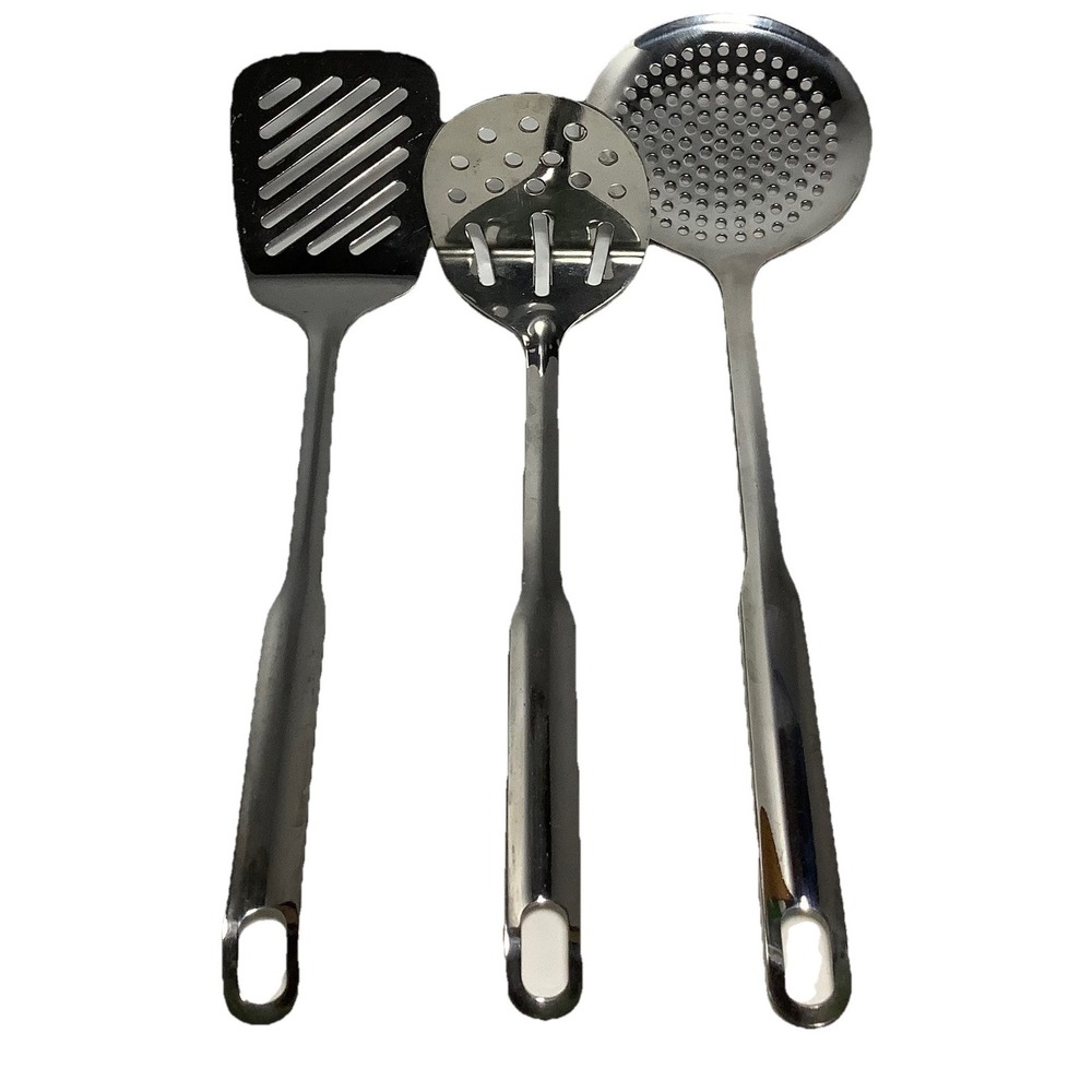 3 Pieces Kitchen Cooking Utensils Set Stainless Steel Spoons Spatula Rice Spoon